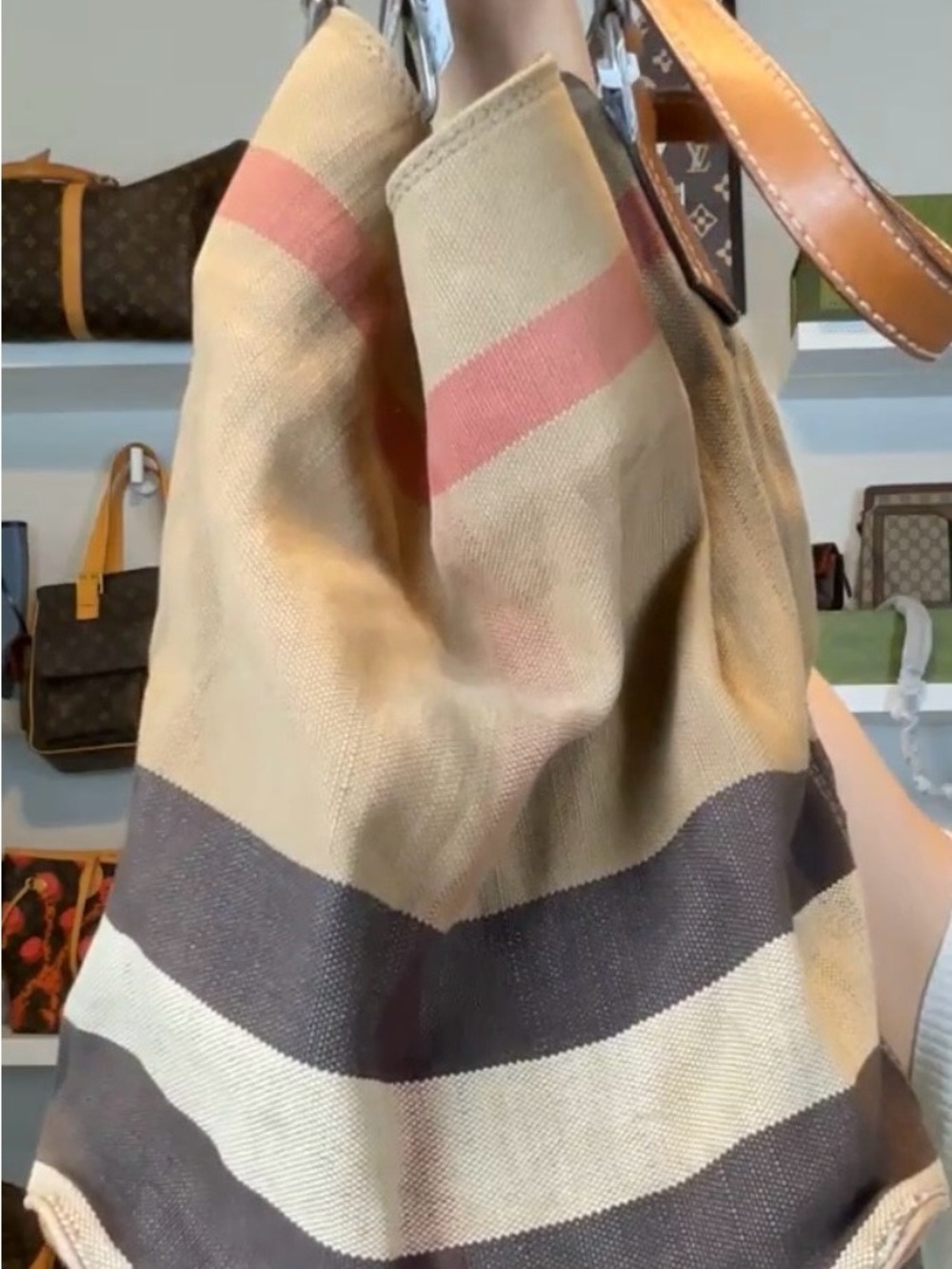 Burberry Canvas Ashby Hobo Bag with matching Burberry Card Holder
